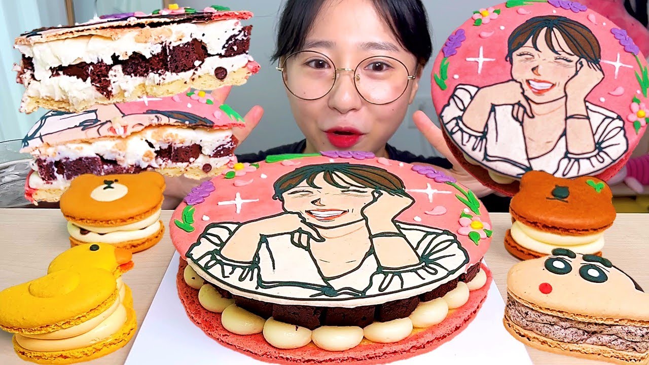마카롱케이크💖 대왕 마카롱 주문제작 케이크 감사합니다 디저트 먹방 Dessert Mukbang