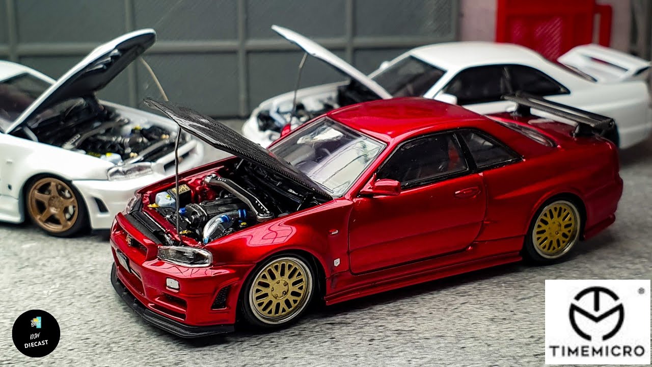 Nissan Skyline GT-R R34 with Carbon Engine Hood by Time Micro | UNBOXING and REVIEW