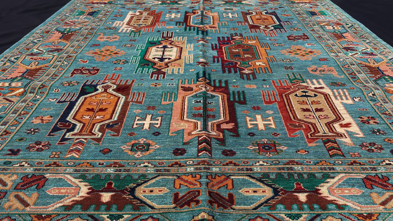 Baluch Hand-Knotted Rug in Turquoise — 5'9