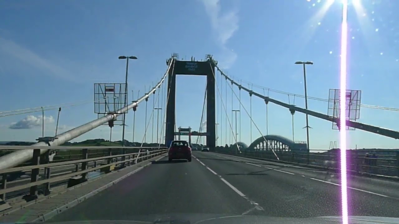Driving over Tamar bridge