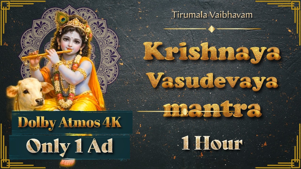 Krishnaya Vasudevaya Mantra Chanting 1 Hr | Sri Krishna Mantra | 4K Dolby Atmos Meditation Just 1 Ad
