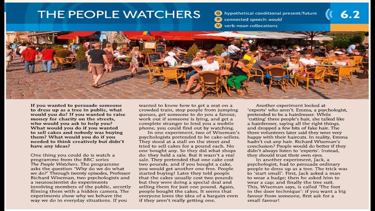THE PEOPLE WATCHERS |Unit 6| 6.2 THE PEOPLE WATCHERS | EMOTION| Speak out intermediate