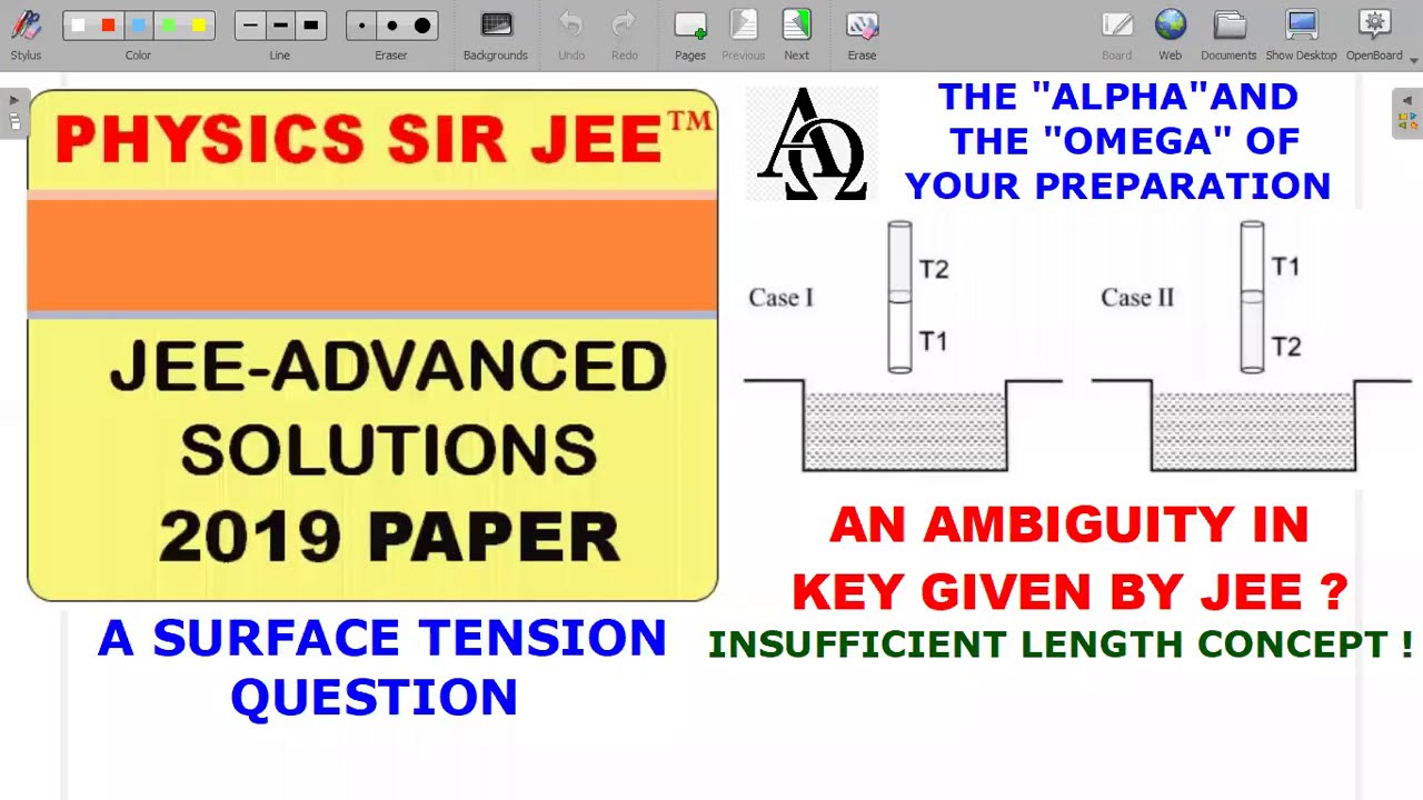 JEE ADVANCED 2019 PROBLEM- 💘SURFACE TENSION- AMBIGUITY IN KEY EXPLAINED-JEE SOLUTIONS