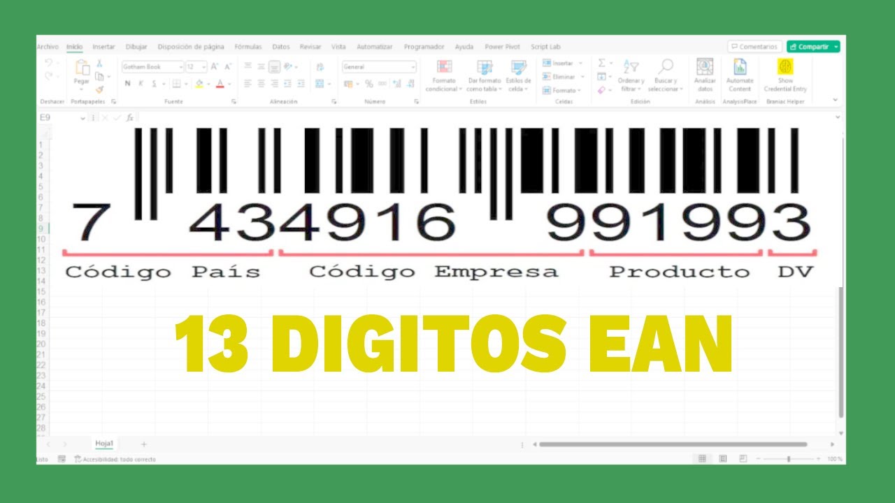 Colocar C&oacute;digos de barra de 13 d&iacute;gitos EXCEL | EAN 13 #tutorialexcel