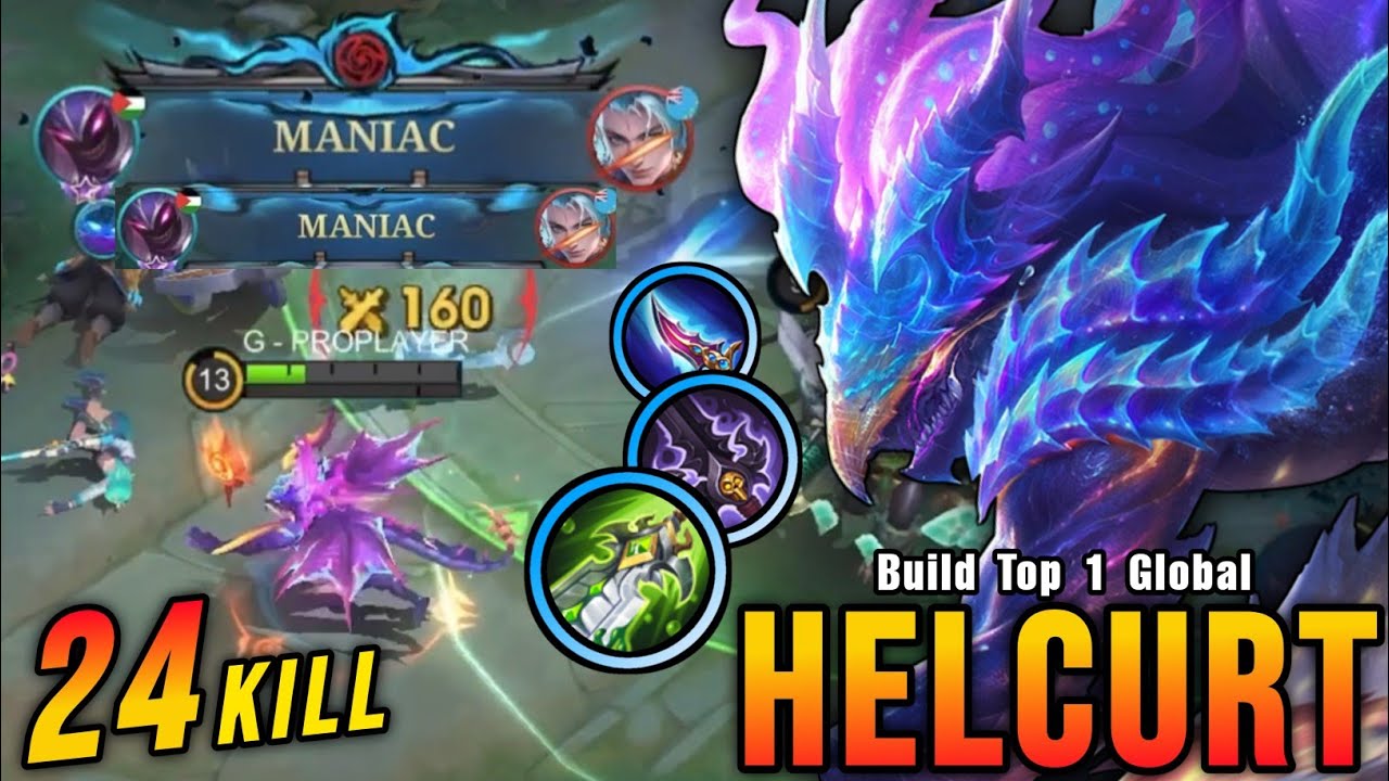 2x MANIAC + 24 Kills!! Brutal DMG Build Helcurt The Real Monster - Build Top 1 Global Helcurt ~ MLBB