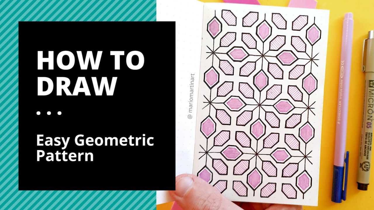 How To Draw an Easy Geometric Pattern on Dotted Paper | Drawing Tutorial + Voiceover