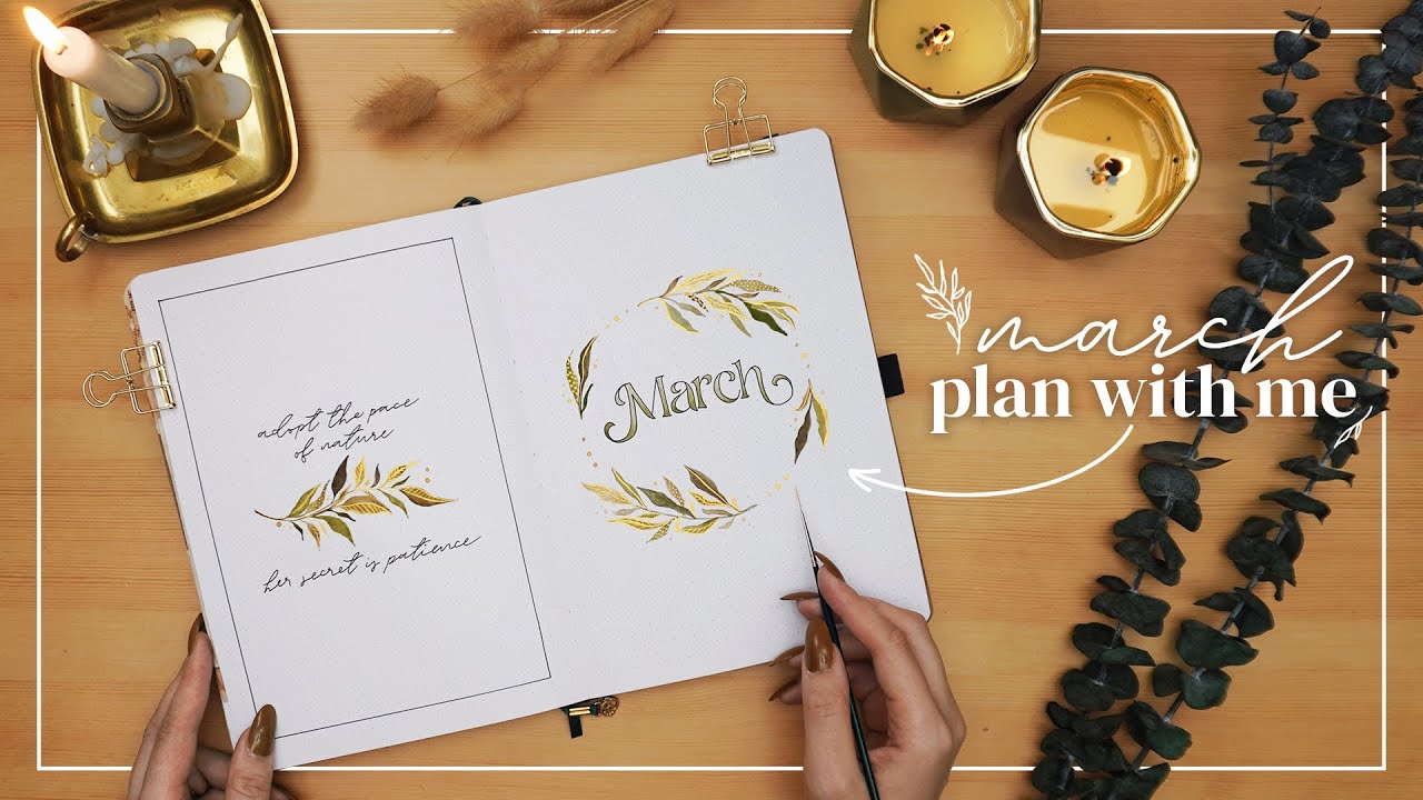 March 2022 Bullet Journal Plan With Me  |  Simple BuJo Setup 🌿✨
