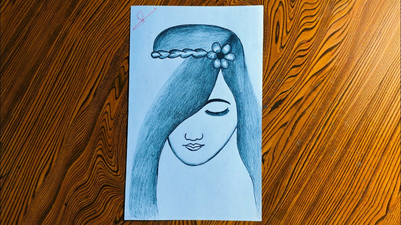 Girl face create drawing video 🎨very easy create face on paper drawing video Art video #drawing #art