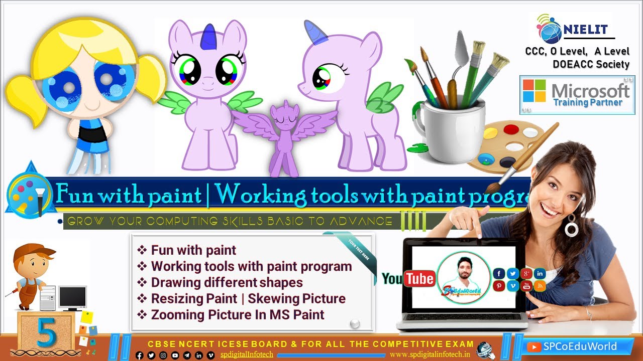 fun with paint | working tools with paint program | drawing different shapes