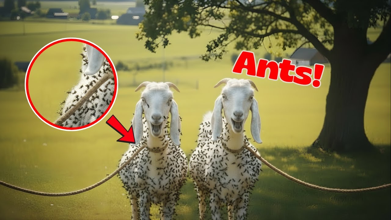 Trapped and Swarmed! Incredible Rescue of Two Goats from Ant Attack
