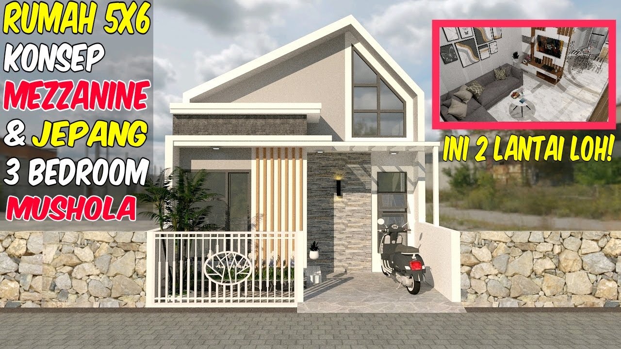 Rumah Mezzanine 5x6 Ala Jepang Paling Unik - 3 Kamar Tidur