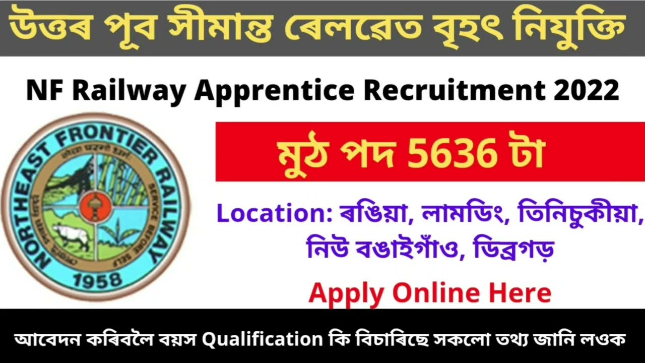 NF Railway Apprentice Recruitment 2022 | Northeast Frontier Railway Recruitment 2022 |