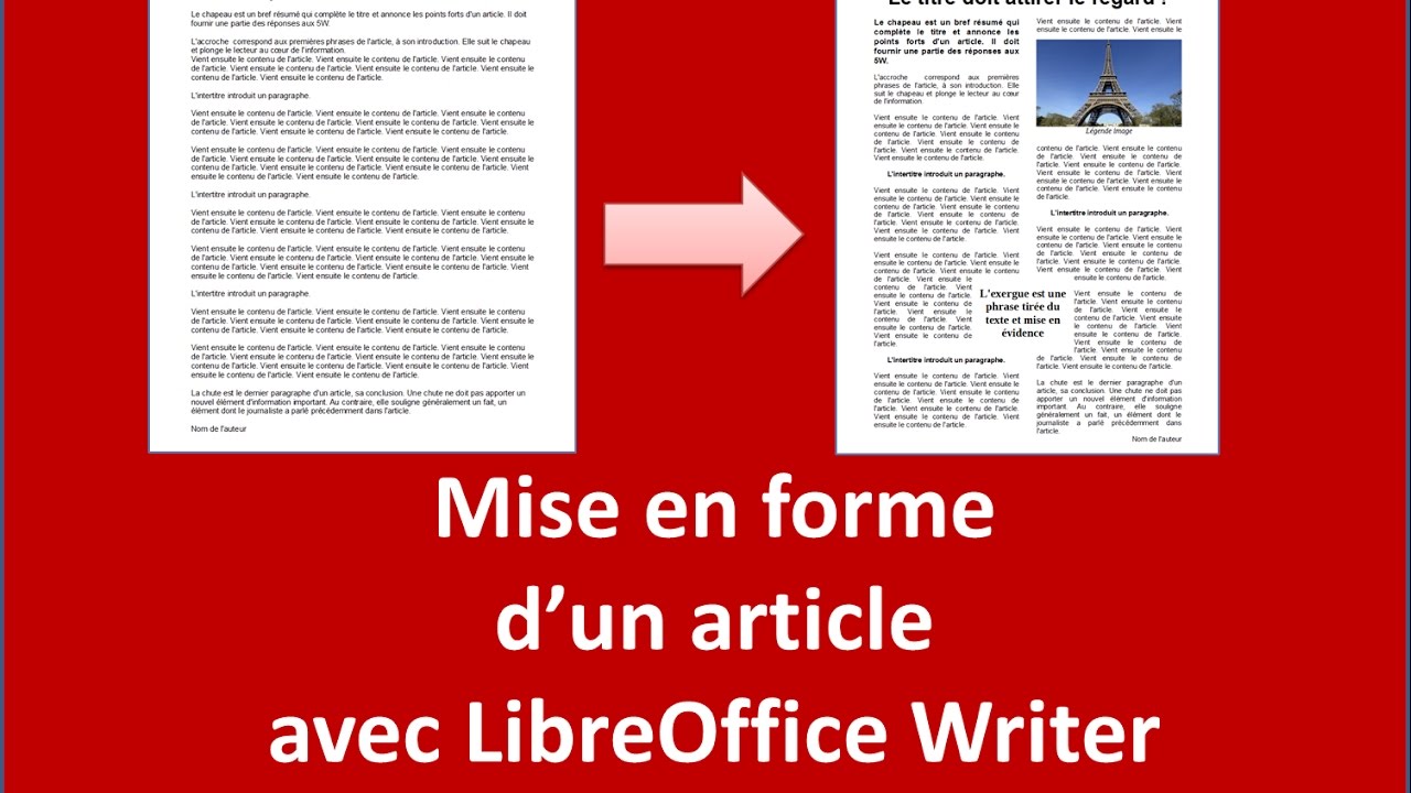 Mise en forme d'un article de journal avec LibreOffice Writer