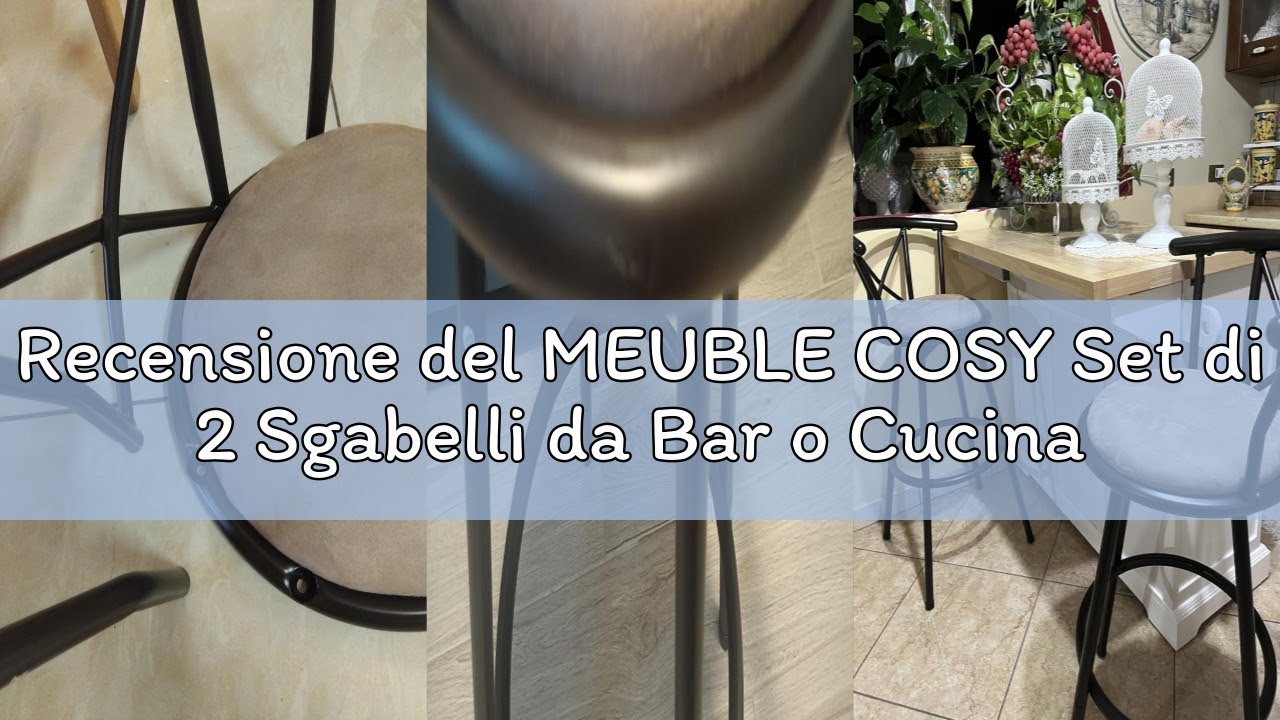 Recensione del MEUBLE COSY Set di 2 Sgabelli da Bar o Cucina, Girevole a 360°, con Schienale e Poggi