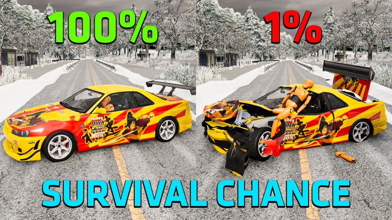 Realistic Survival Chance Crashes #17 (Winter Mood) | BeamNG.drive