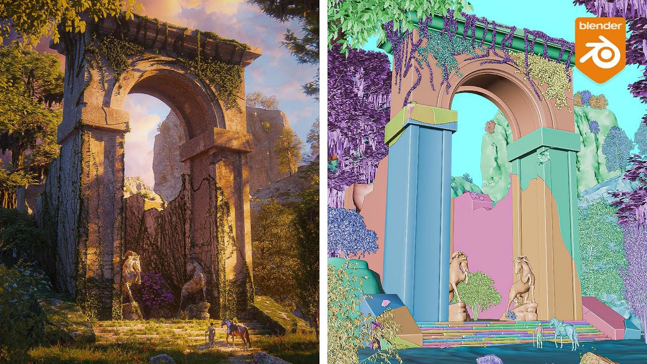 How I made Ancient Architecture scene in Blender + free assets