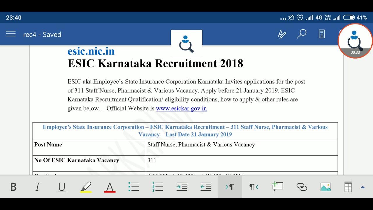 ESIC Karnataka Recruitment 2018
