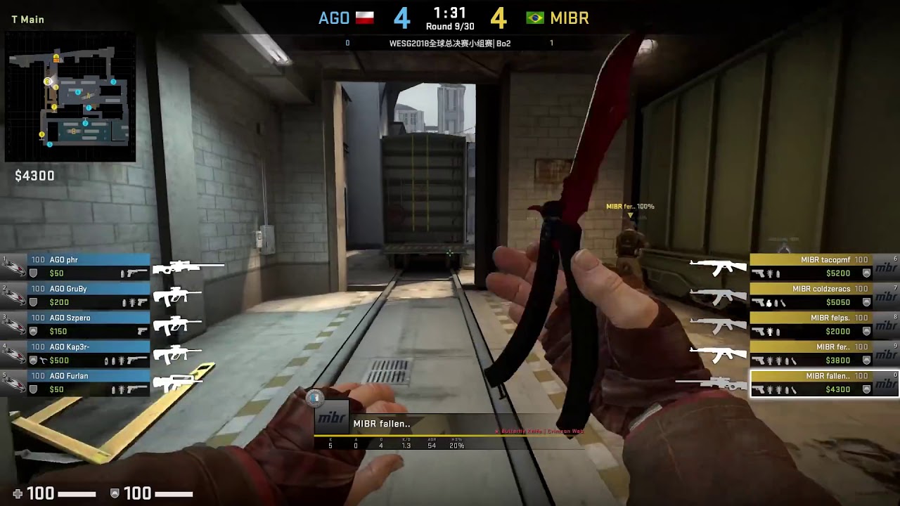 CS:GO POV mibr FALLEN (25/13) vs AGO | de_train @WESG 2018 World Finals