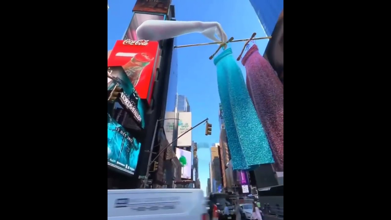 Times Square Magic: Pink & Blue Dress and Cool CGI Ads NYC!#Shorts