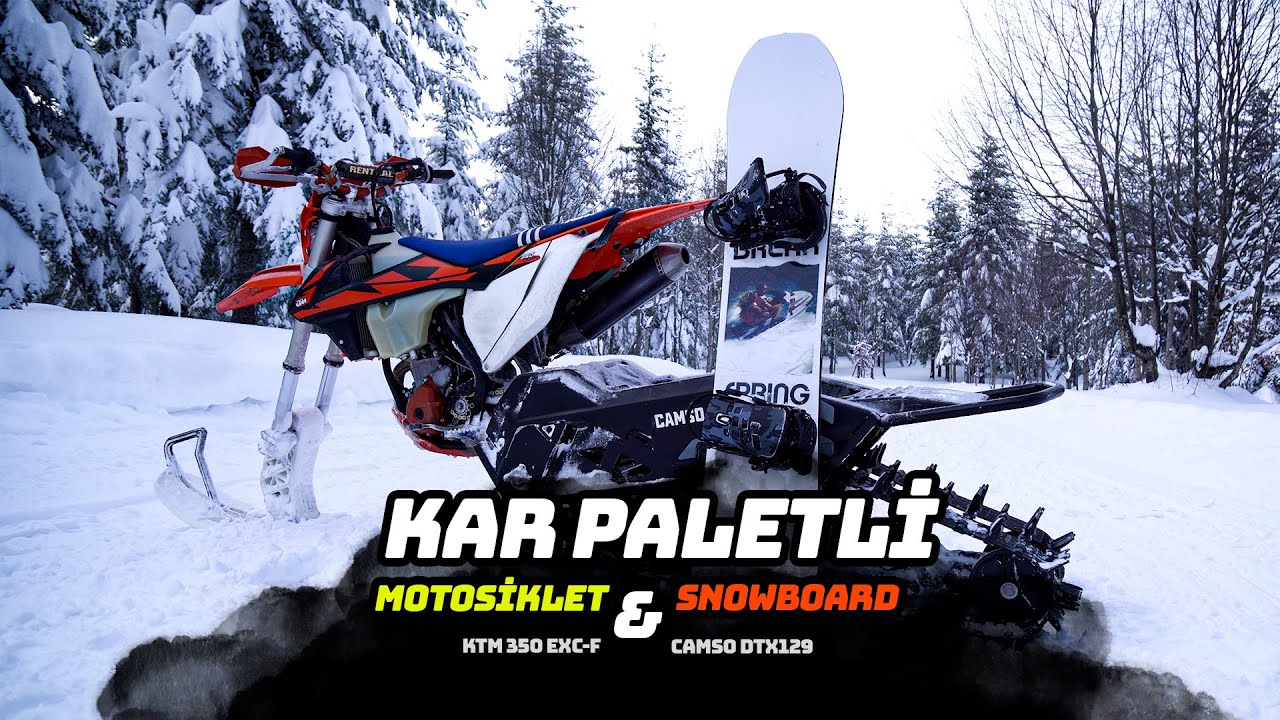KTM 350 EXC-F & Camso DTX 129 Motosiklet Kar Paleti ile Snowboard ( Kartepe Sisli Vadi )