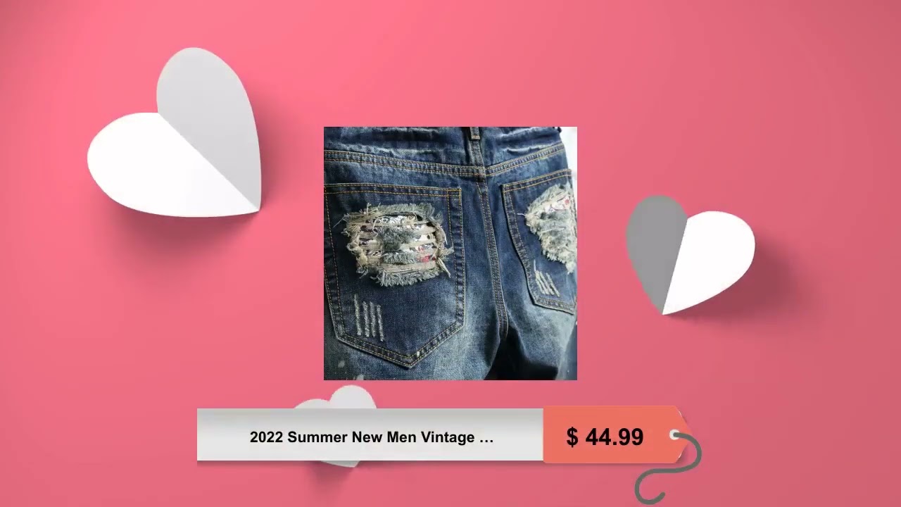 2022 Summer New Men Vintage Ripped Short Jeans Streetwear Hole Slim Denim Shorts Male Brand Clothes