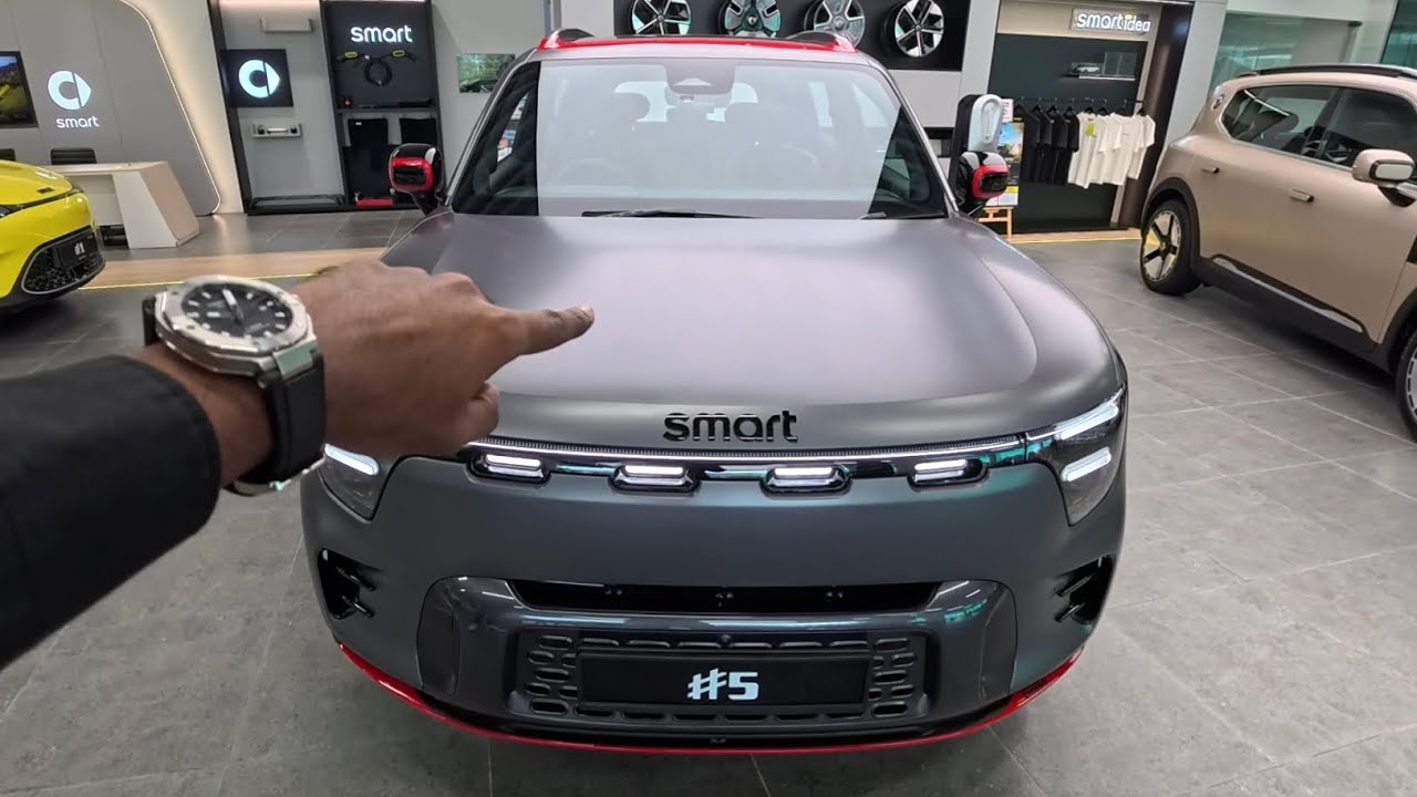 POV! NEW 2025 BRABUS SMART #5 in Atom Grey Matte & DINAMICA / Leatherette Black / Red Stitching.
