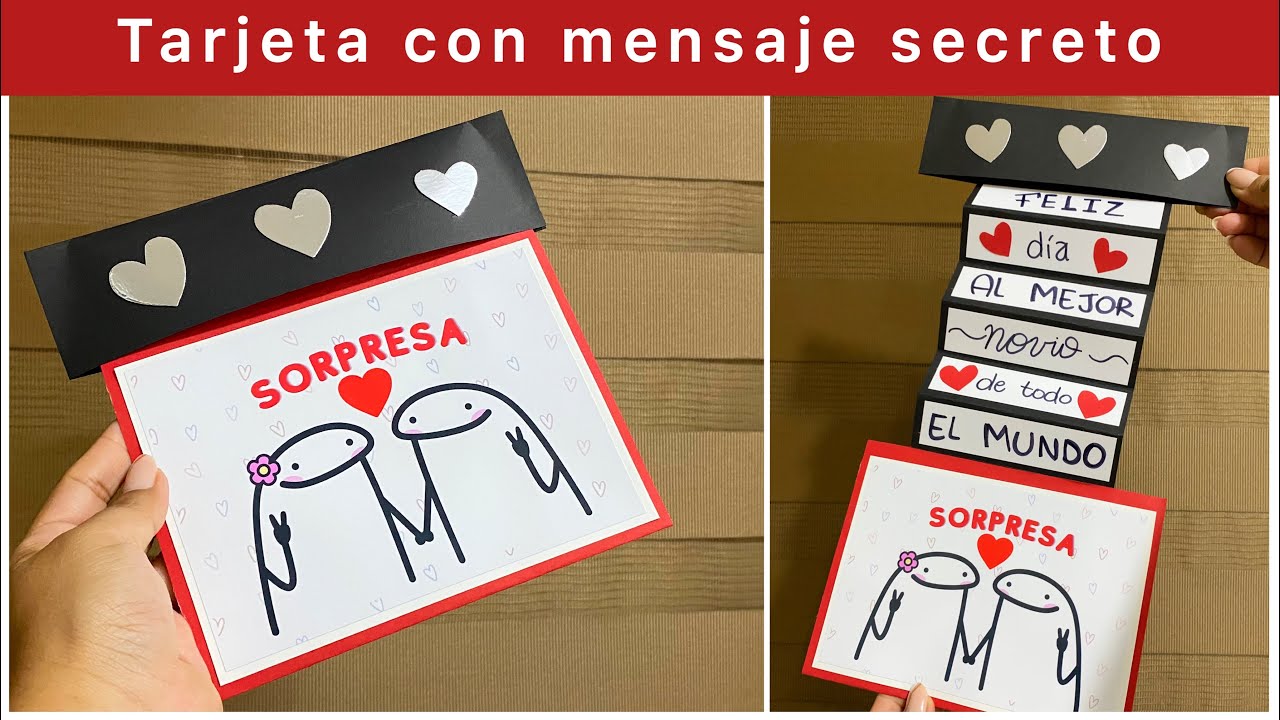 Tarjeta acordeón de FLORK con mensaje secreto de AMOR