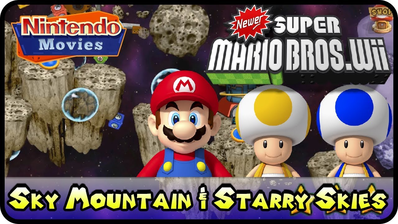 Newer Super Mario Bros. Wii - World 7 - Sky Mountain & Starry Skies (100%, Multiplayer)