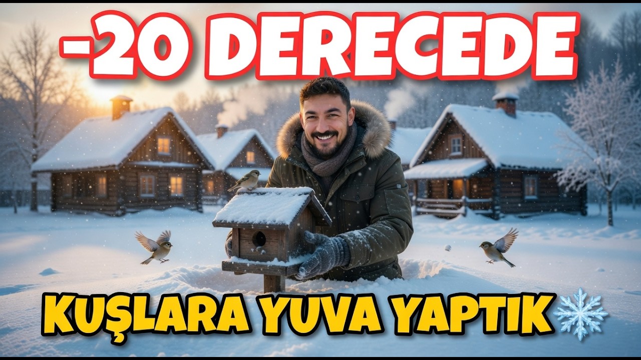 Согревающая душу работа в заснеженной деревне: Мы сделали гнёзда для птиц! - Bi Dünya Köy Часть 2