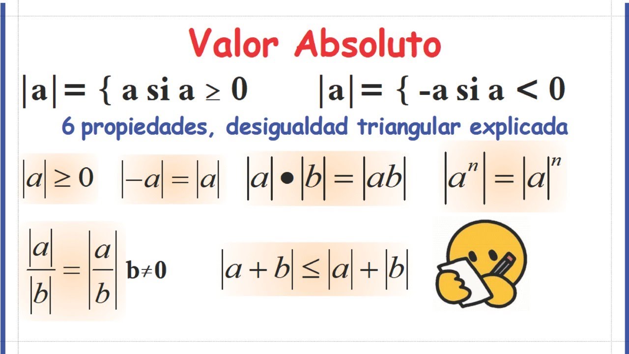 Valor absoluto, propiedades del valor absoluto, desigualdad triangular explicada