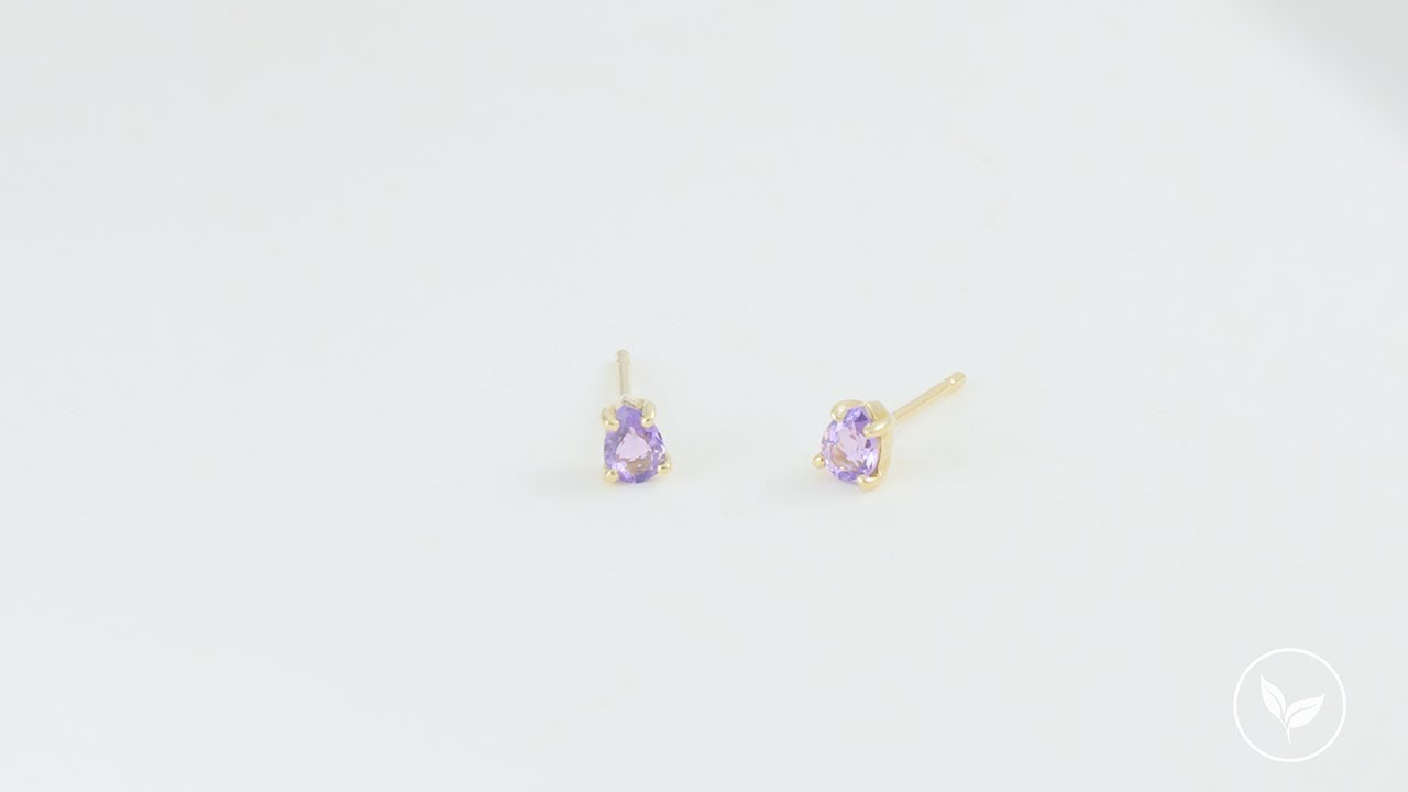 Minimal Pear Amethyst Earrings