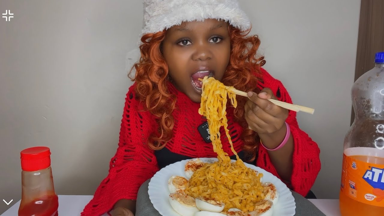 CREAMY DEVILED EGGS + SPICY SAMYANG NOODLES.CARBONARA FLAVOUR🥵🔥🥰#samyang #mukbang #buldak #mukbang 