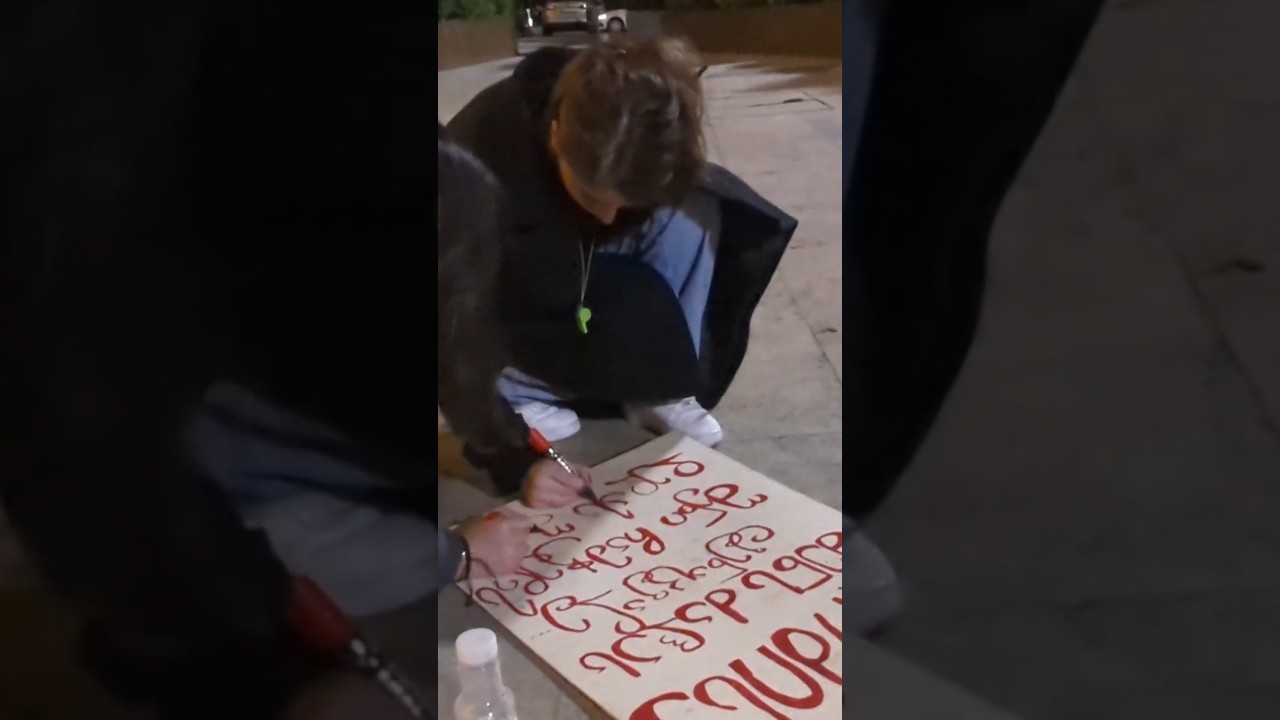 Студентки перед парламентом рисуют щит для протеста