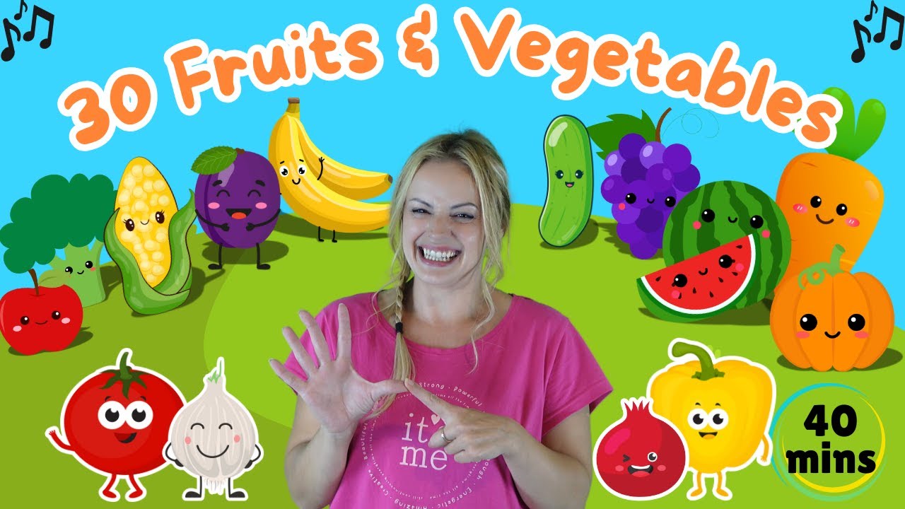 Fruits & Vegetables Name for Toddlers - First Words for Babies - Speech Therapy - English Vocabulary