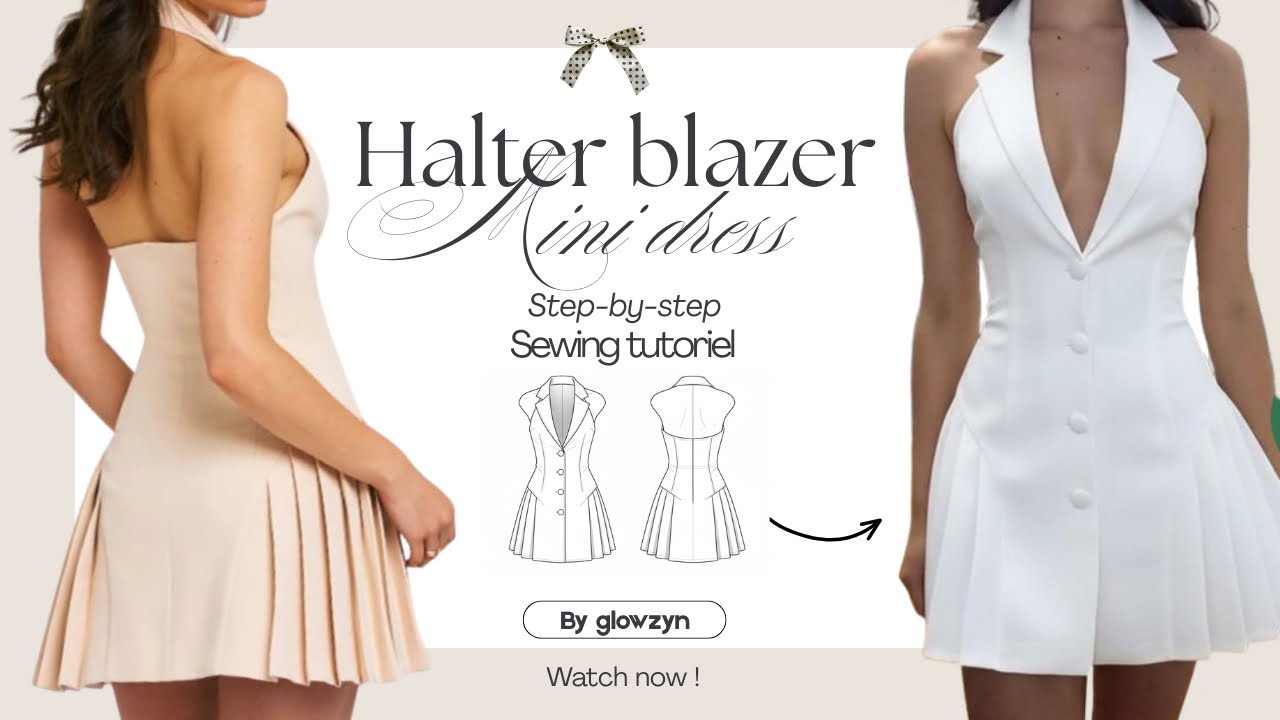 How to Sew a Mini Blazer Dress | Notch Collar & Halter Tutorial 