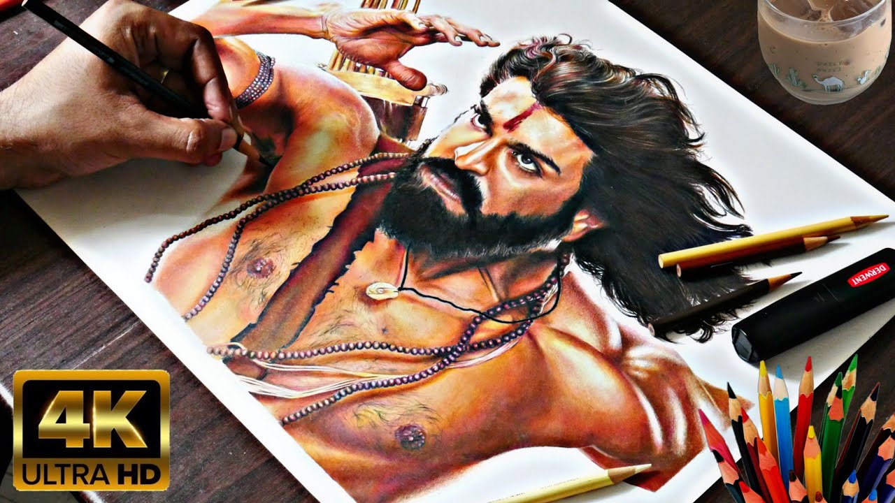 DRAWING RAM CHARAN AS RAMARAJU FROM RRR | RISE ROAR REVOLT COLORED PENCILS