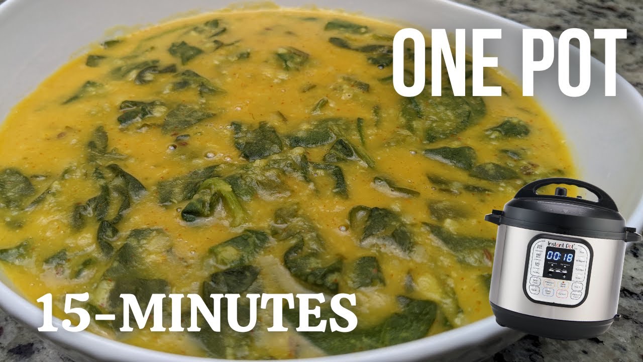 (One-Pot) Lentil and Spinach Stew Curry Soup in Instant Pot Vegan Gluten Free #veganrecipes