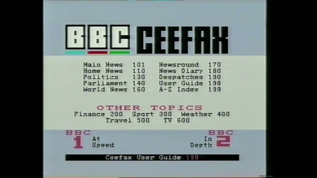 bbc Ceefax pages vhs  Sunday 24th December 1995