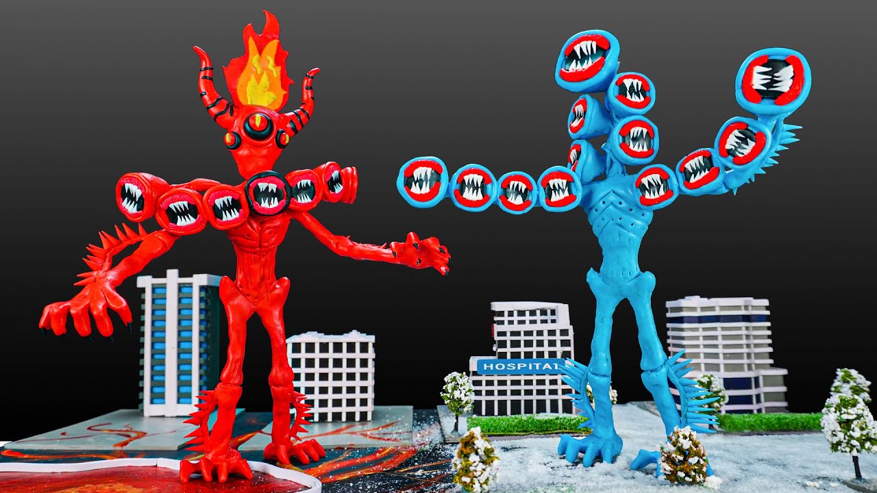 😬😬 FIRE SIREN HEAD vs ICE SIREN HEAD Sculptures With Clay | Trevor Henderson Creatures with Clay