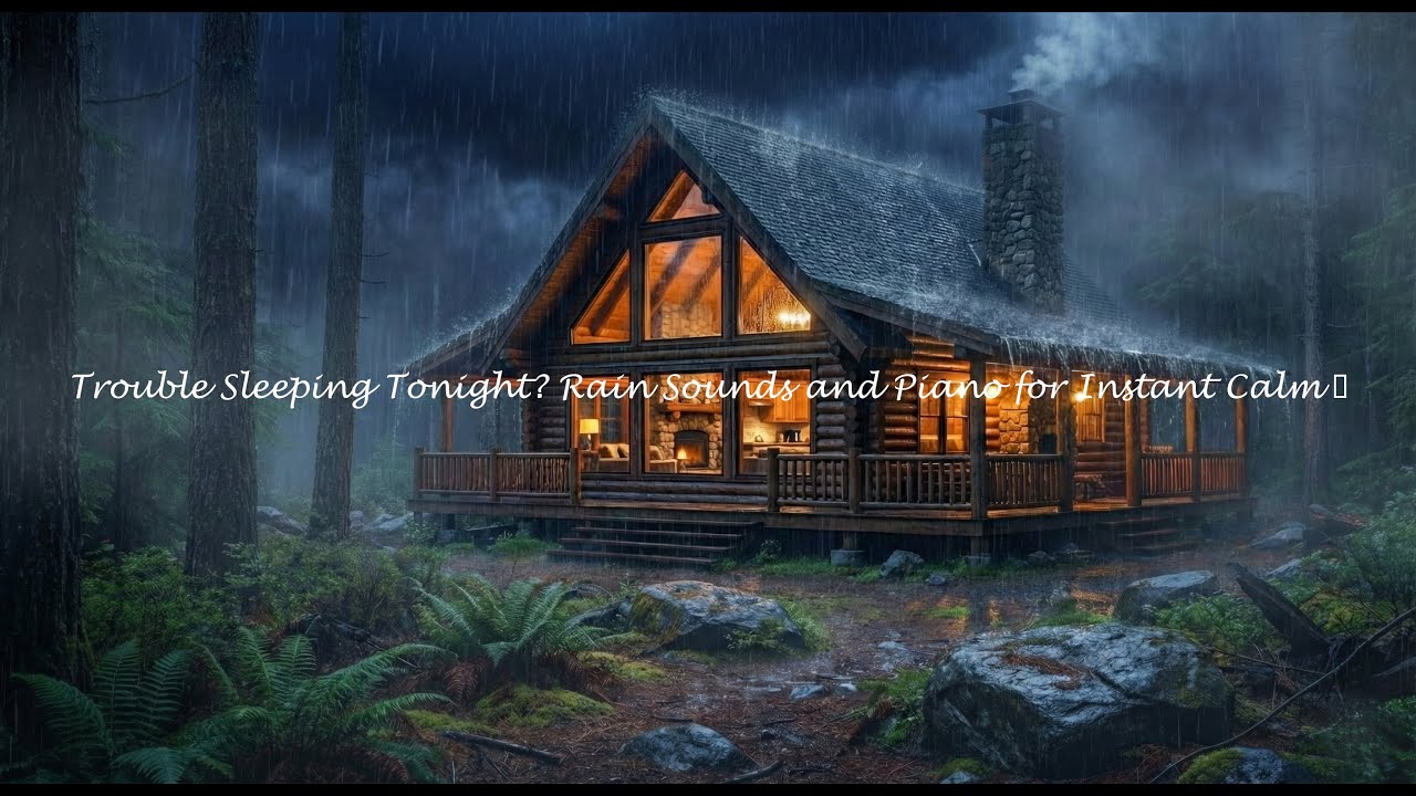 Peaceful All Night Rain Sounds with Deep Sleep Piano 🌌 #vb4