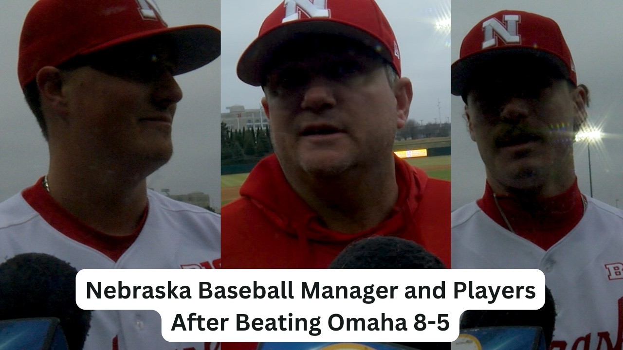 Huskers Baseball Post Game Media Scrum After Beating Omaha 8-5 at Haymarket Opening Day