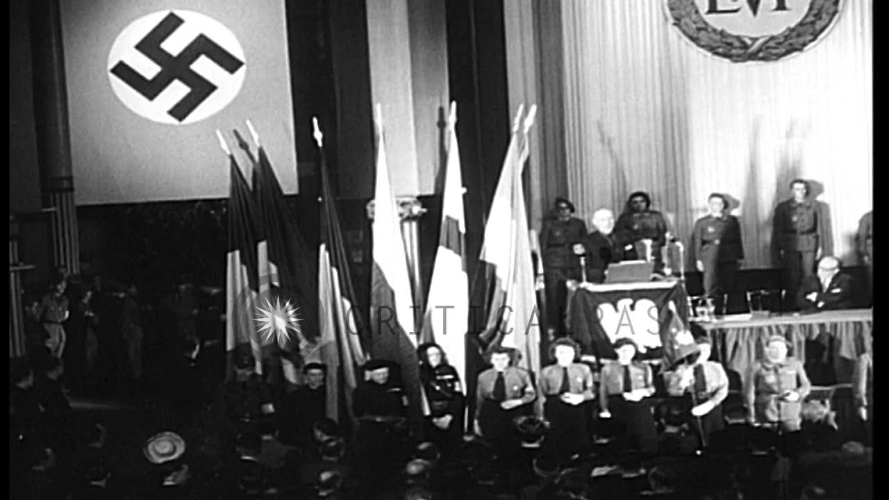 A gathering of Legion of French Volunteers against Bolshevism, in France. HD Stock Footage