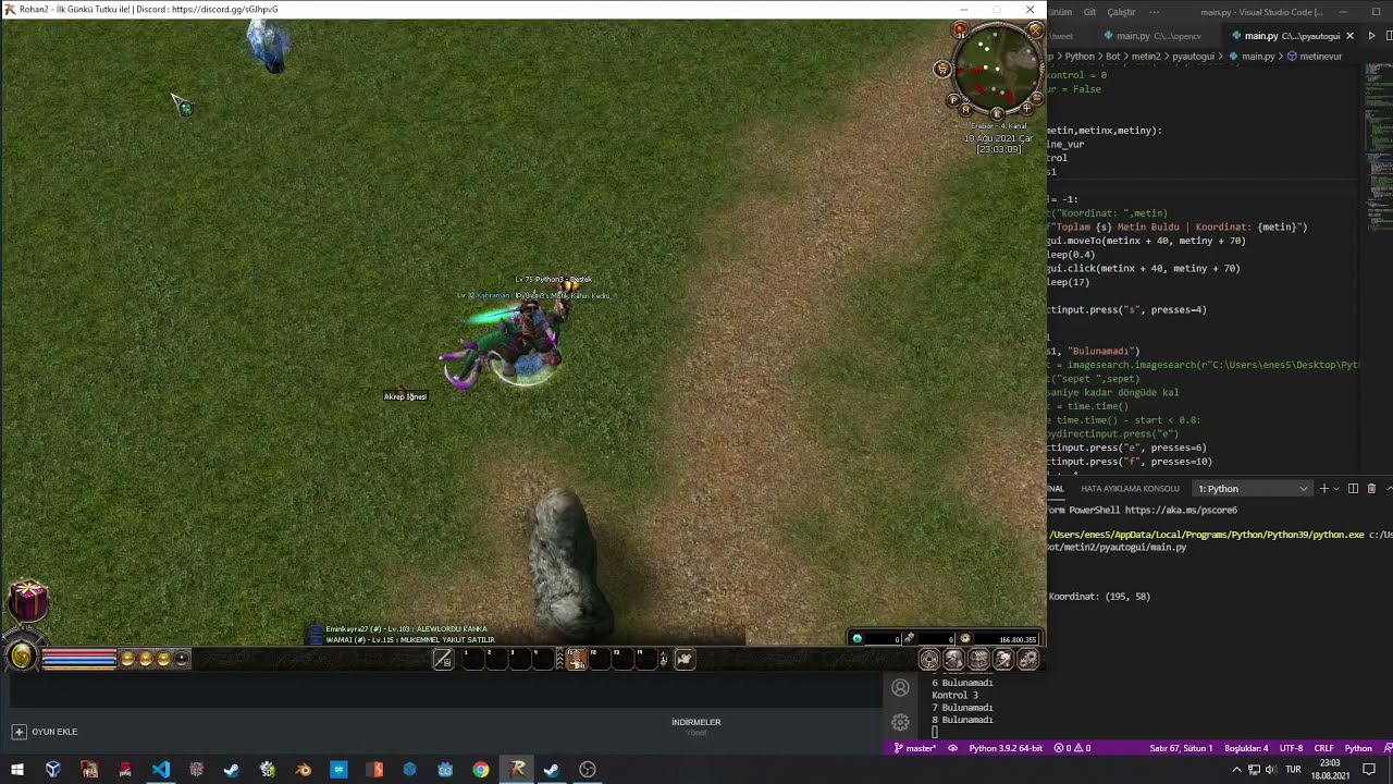 Metin2 Game Bot with OpenCV and PyAutoGui #2