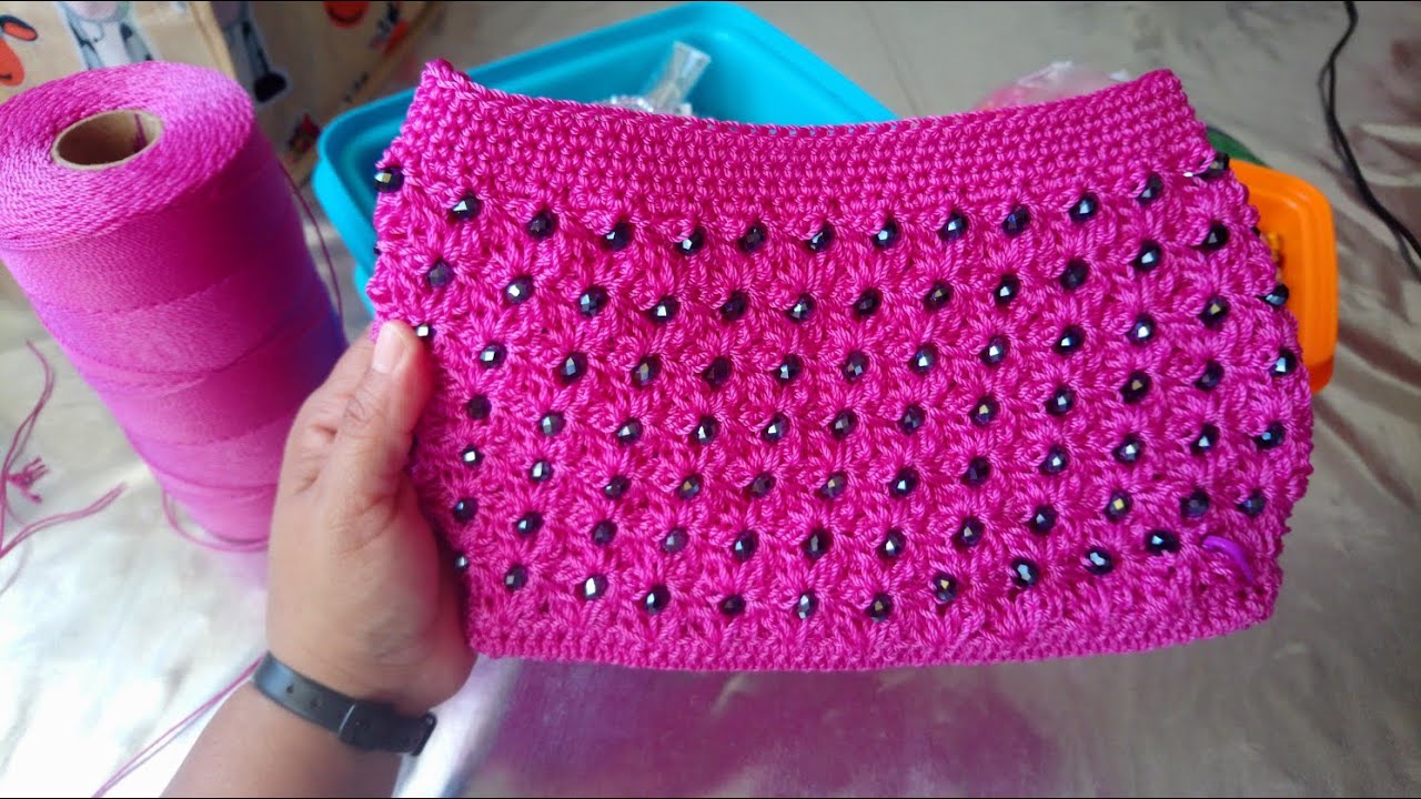 Bolso Tejido a Crochet Punto Hazme si Puedes Con Cristales