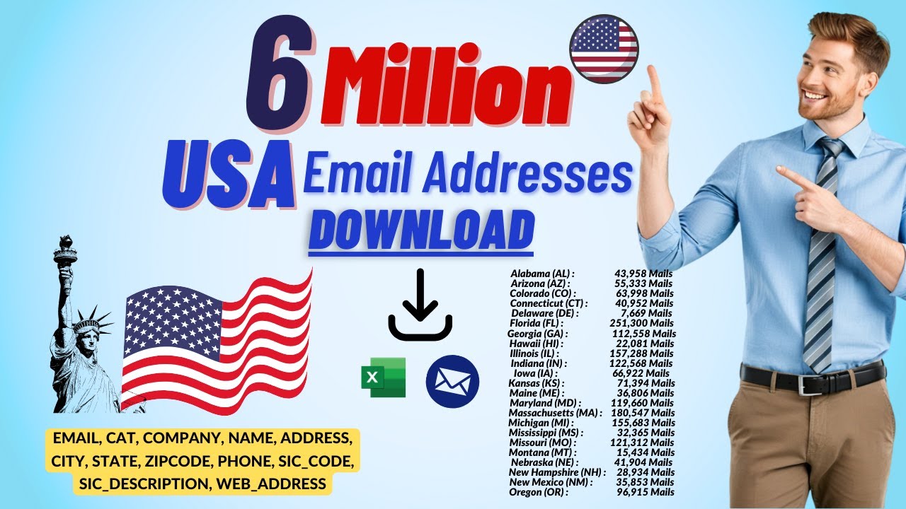 How to Access 6 Million USA Email Database | USA Email List | Free 2025 Marketing Email List