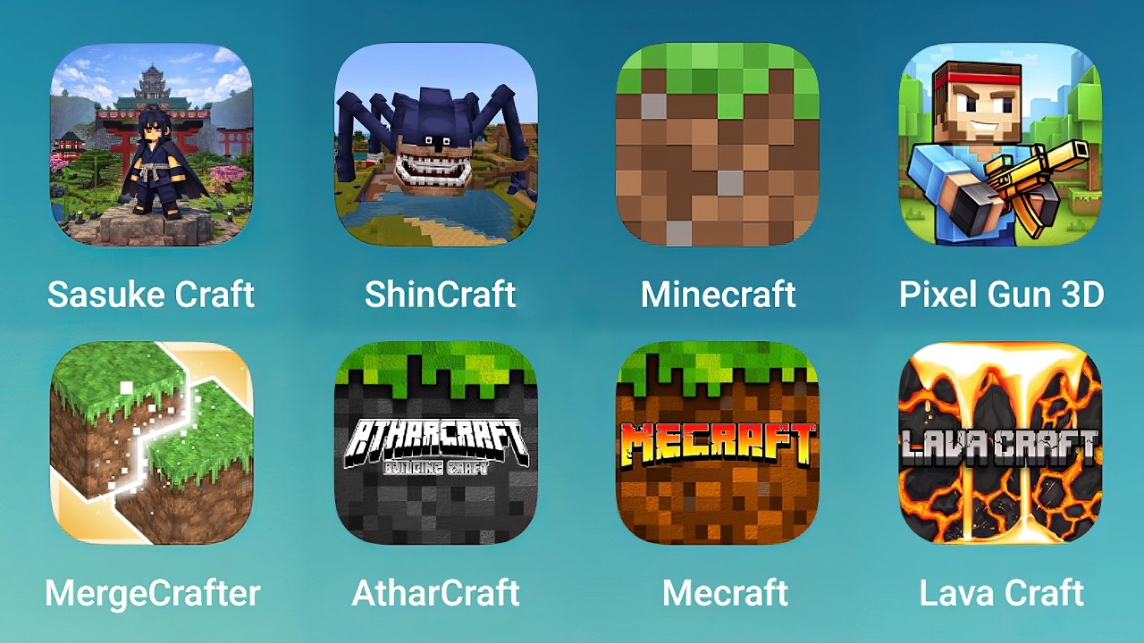 Sasku Craft, ShinCraft, Minecraft, Pixel Gun 3D, MergeCrafter, AtharCraft, Mecraft Building