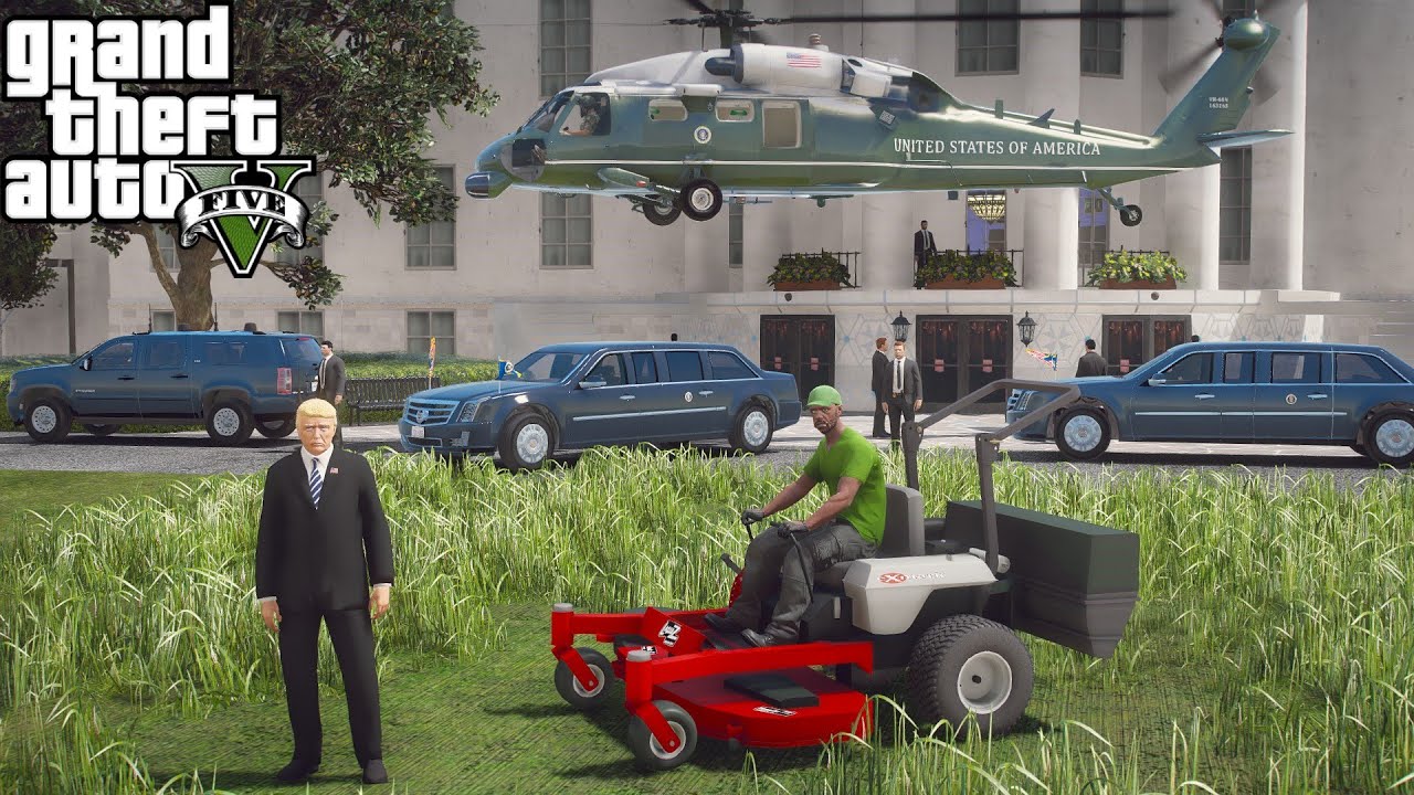Cutting Grass For President Trump At The White House With Exmark Zero Turn Lawn Mower - GTA 5 MODS