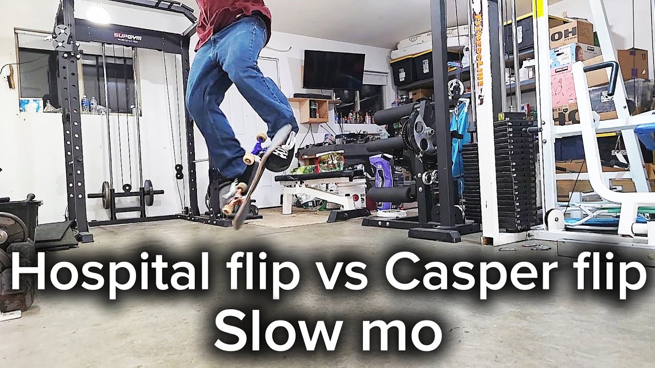 Hospital flip vs Casper flip slow mo #skateboarding #skate #slowmo 
