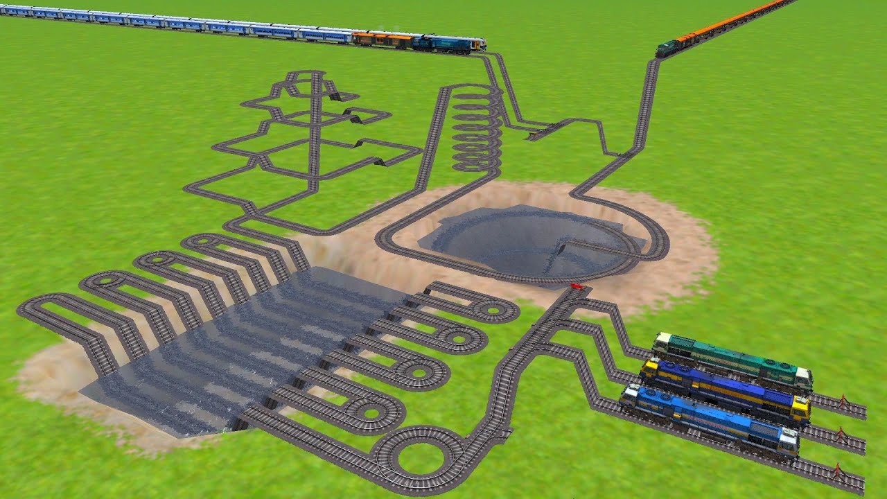 3 Realistic Funy Trains Shunting On Bumpy Risky Railroad Tracks || train game for kids entertainment