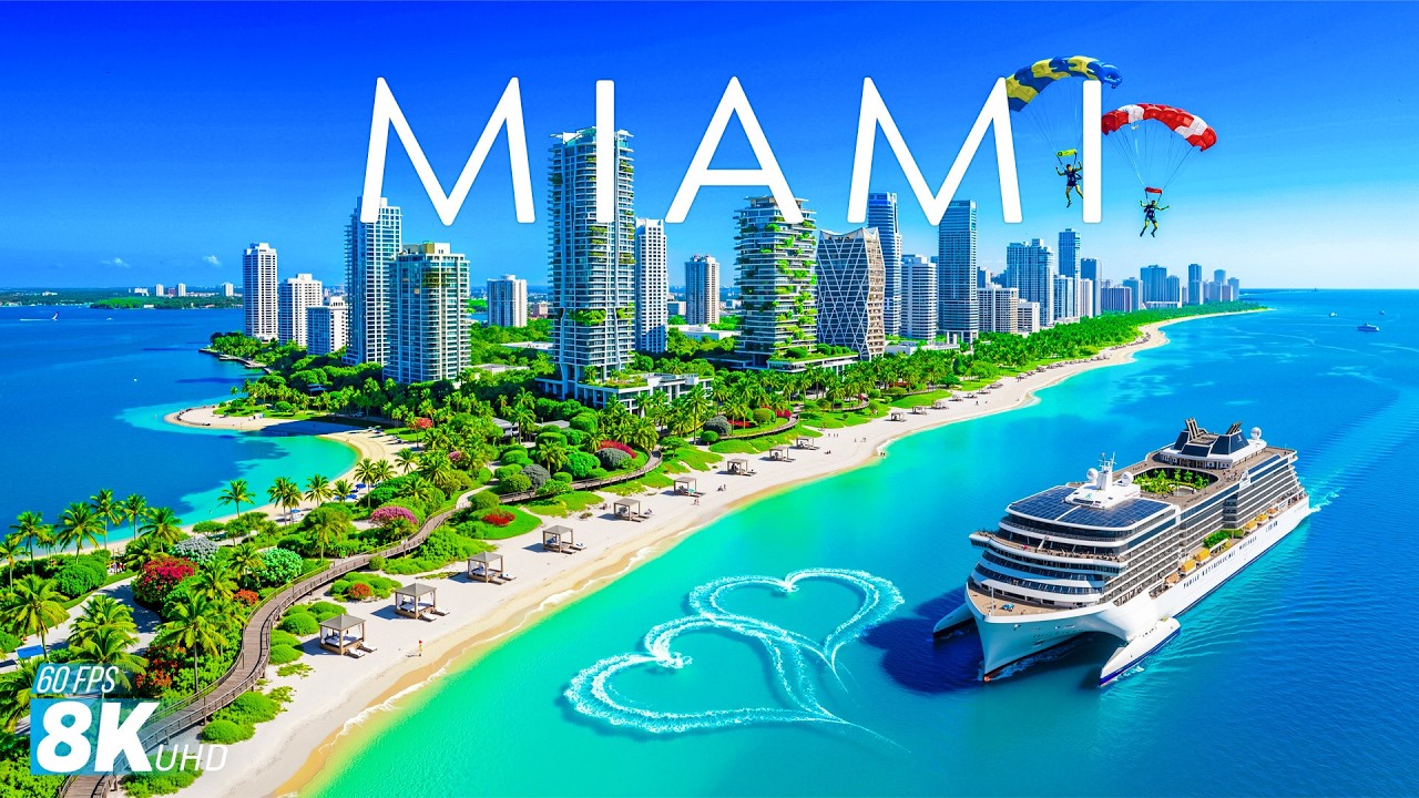 [8K] MIAMI 🇺🇸 Lost in Heat | South Beach Waves, Ocean Drive Lights & Havana Colors🌴Deep House
